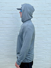 Load image into Gallery viewer, Crappie Connection - Hooded long sleeve fishing shirt in heathered black