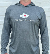 Load image into Gallery viewer, Hooded long sleeve fishing shirt in heathered black