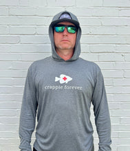 Load image into Gallery viewer, Hooded long sleeve fishing shirt in heathered black