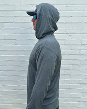 Load image into Gallery viewer, Hooded long sleeve fishing shirt in heathered black