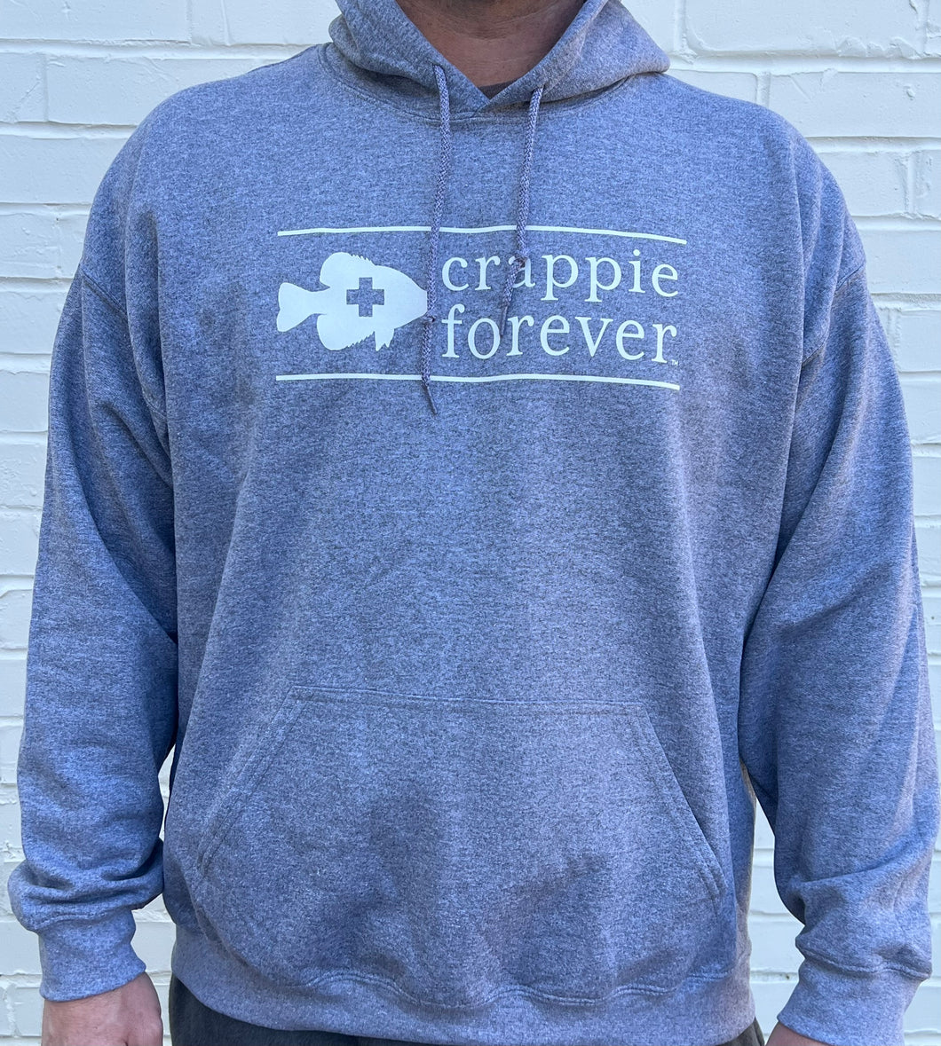 Crappie Forever Hoodie Sweatshirt Bar Logo - Heather Graphite