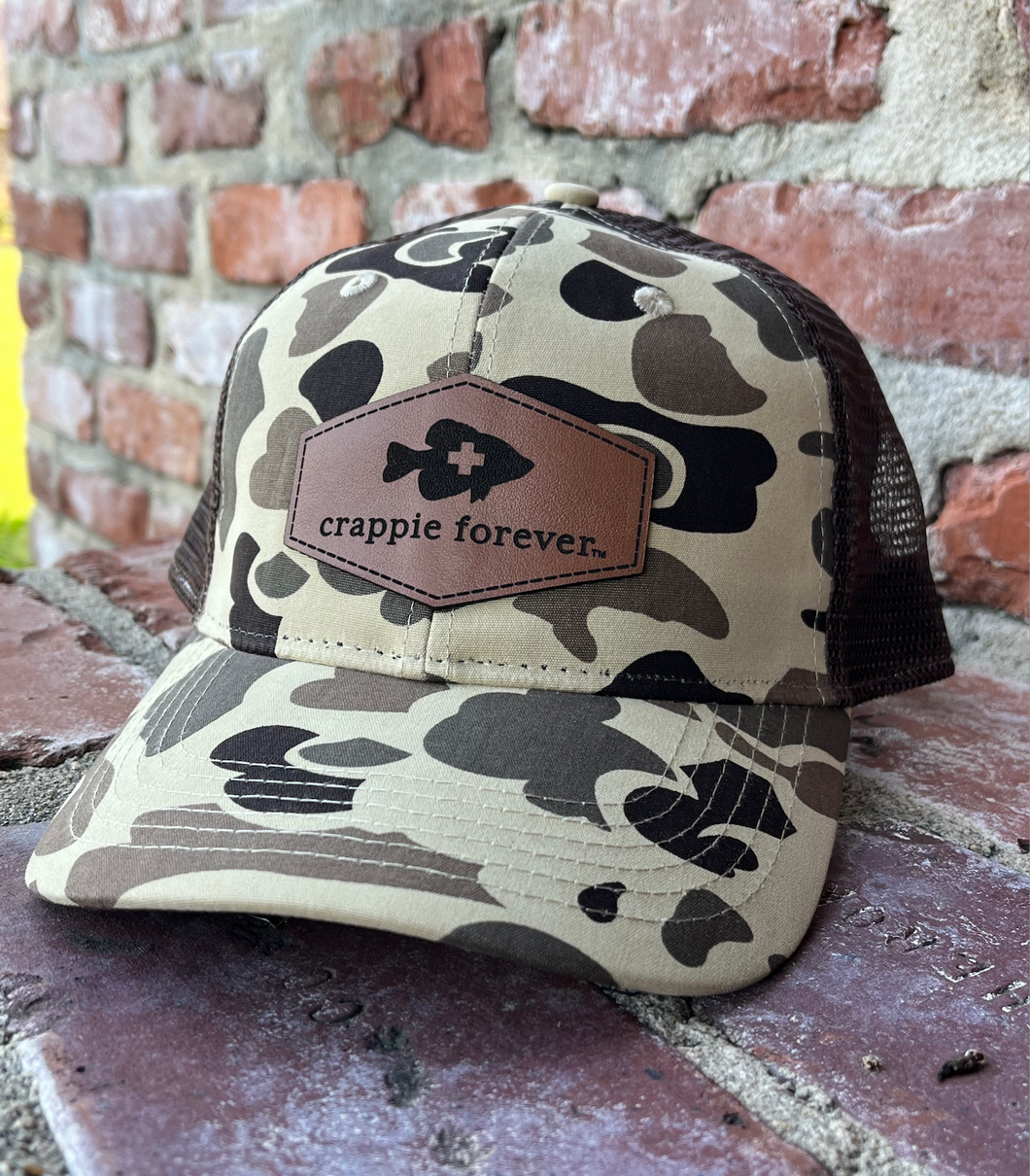 Duck Camo Trucker Hat with Leather Patch Logo