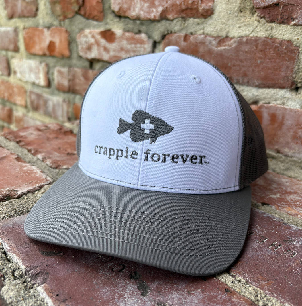 Charcoal Grey and White Logo Trucker Hat - Snap Back