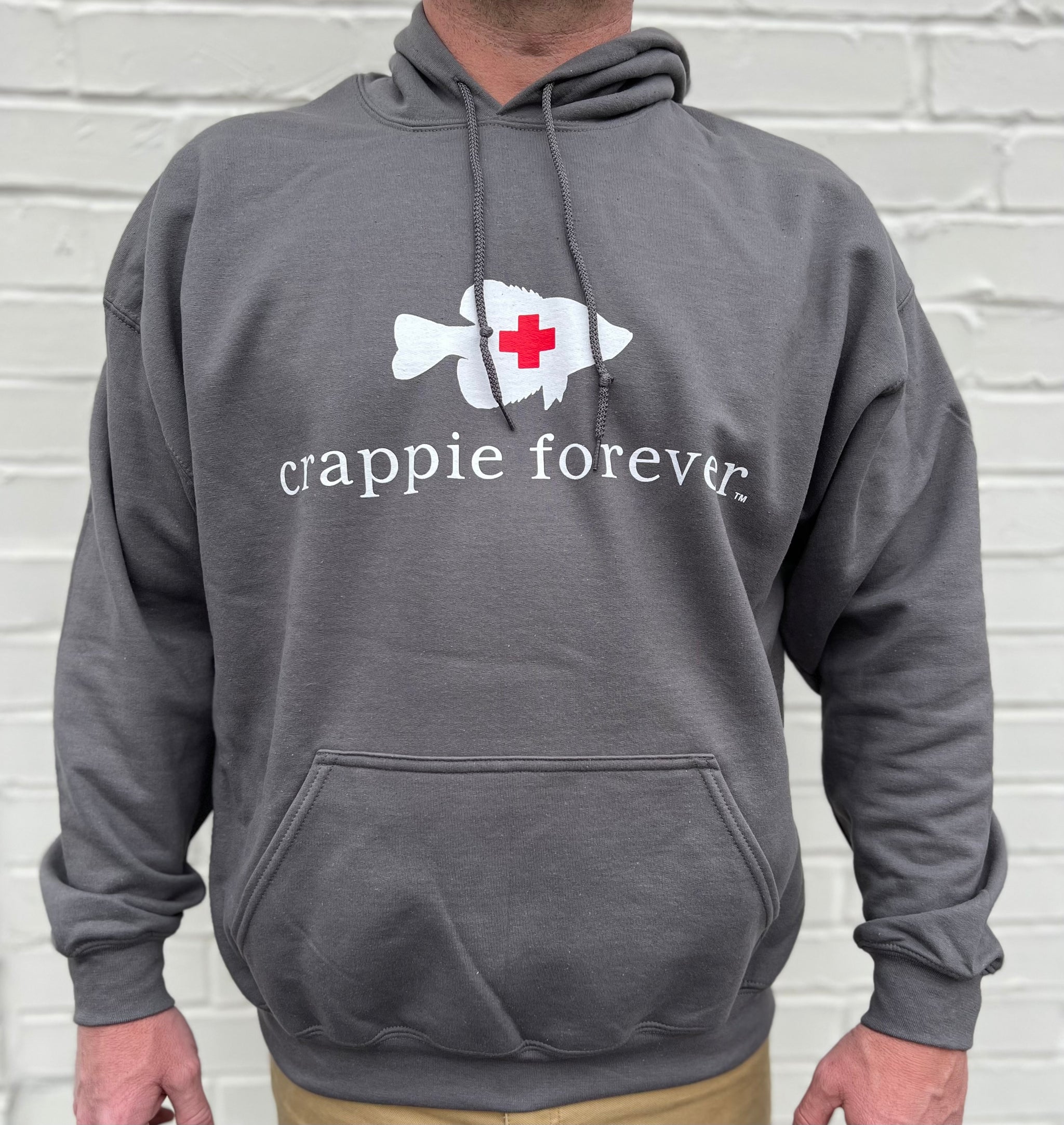 Crappie Forever Hoodie Sweatshirt Charcoal Grey CLEARANCE