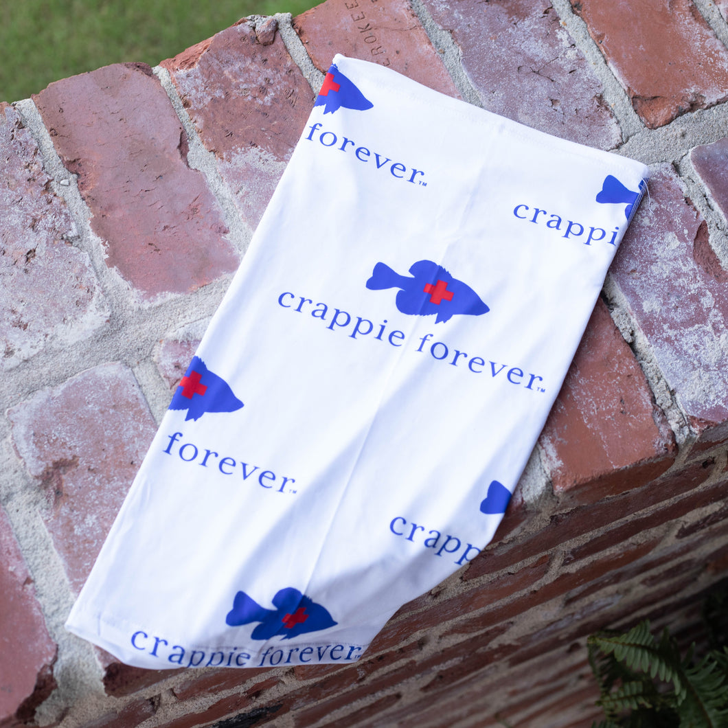 Crappie Forever White/Blue Logo Neck Gaiter